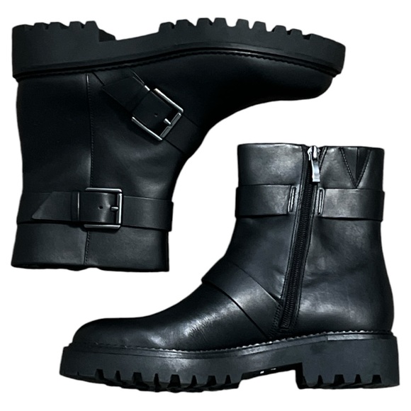 Water resistant leather moto boot lug sole women’s 8.5 NEW Nordstrom - Picture 2 of 5